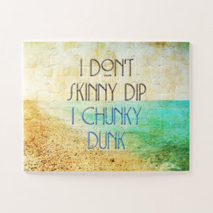 SlipperyJoe's Skinny Dip beach water vintage Chunk Puzzle