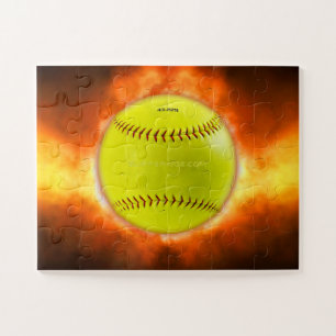 SlipperyJoe's softball on fire flames fireball ras Puzzle
