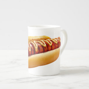 SlipperyJoe's Sommer-BBQ-Vibe-Hotdog in weichem Br Prozellantasse