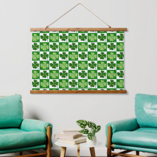 SlipperyJoe's St. Patrick's Day Vierblattklee Wandteppich Mit Holzrahmen