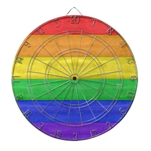 SlipperyJoe's Stolz Holzflagge horizontalen Regenb Dartscheibe (vorne)