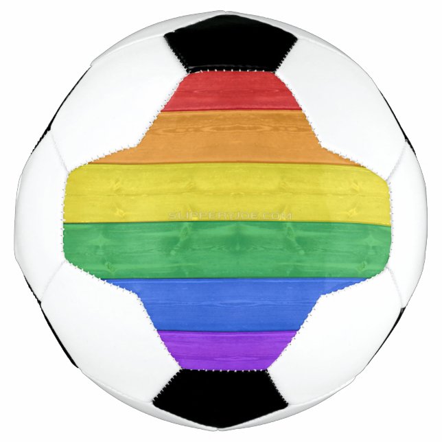 SlipperyJoe's Stolz Holzflagge horizontalen Regenb Fußball (Vorderseite)