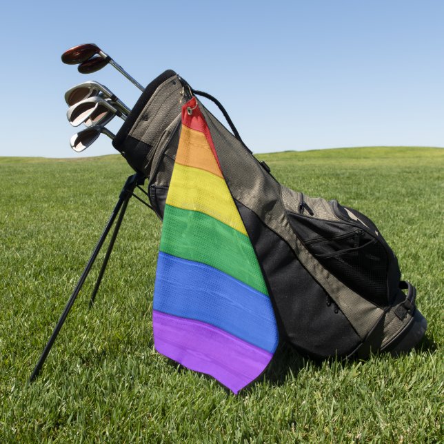 SlipperyJoe's Stolz Holzflagge horizontalen Regenb Golfhandtuch (Gras)