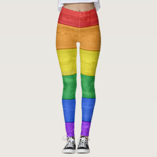 SlipperyJoe's Stolz Holzflagge horizontalen Regenb Leggings
