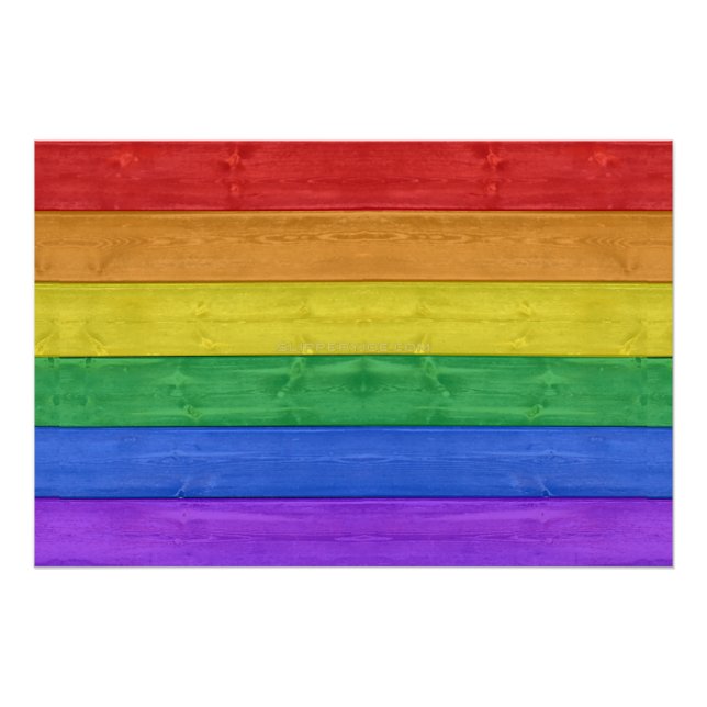 SlipperyJoe's Stolz Holzflagge horizontalen Regenb Poster (Vorderseite)