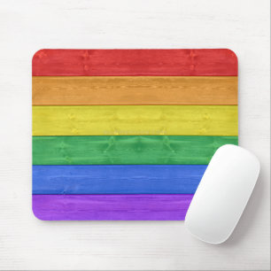 SlipperyJoe's Stolz Holzflagge Regenbogenfarben ce Mousepad