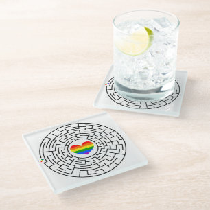 SlipperyJoe's Stolz-Labyrinth-Pfeil-Puzzle labyri Glasuntersetzer