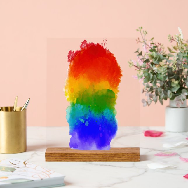 SlipperyJoe's Stolz Spritzer Regenbogenfarben Vibr Acrylschild (Hochzeit)