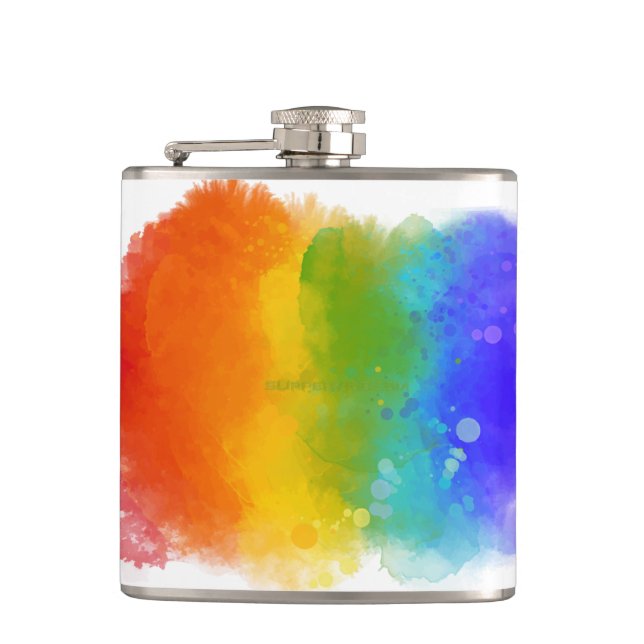 SlipperyJoe's Stolz Spritzer Regenbogenfarben Vibr Flachmann (Vorderseite)