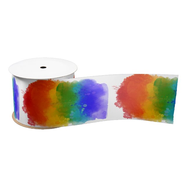 SlipperyJoe's Stolz Spritzer Regenbogenfarben Vibr Satinband (Spule)