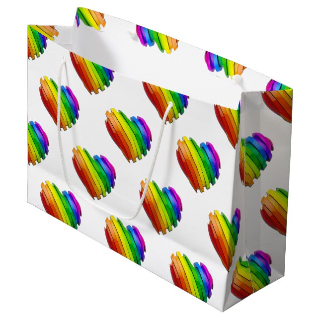 SlipperyJoe's stolze Herzform mehrere Horizonte Große Geschenktüte (Vorderseite Schrägansicht)