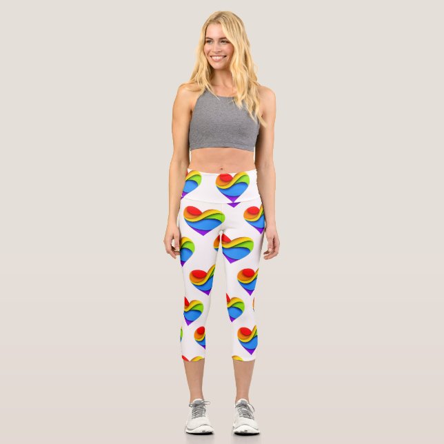 SlipperyJoe's stolze Herzkurve Form 3-D drei-d Capri Leggings (Vorderseite)