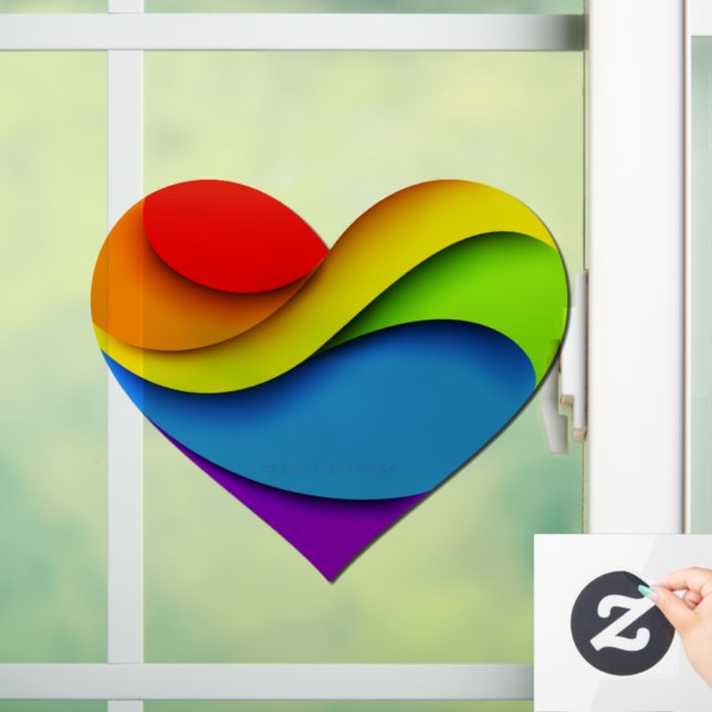 SlipperyJoe's stolze Herzkurve Form 3-D drei-d Fensteraufkleber (Zuhause)
