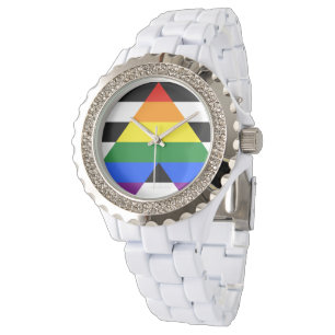 SlipperyJoe's Straight Ally Flag Gay Geschenke LGB Armbanduhr