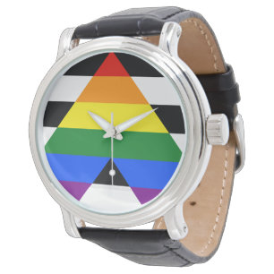 SlipperyJoe's Straight Ally Flag Gay Geschenke LGB Armbanduhr