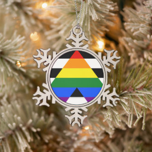 SlipperyJoe's Straight Ally Flag Gay Geschenke LGB Schneeflocken Zinn-Ornament