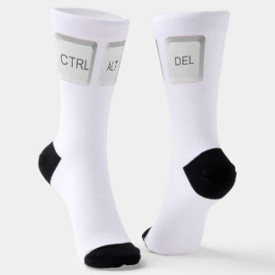 SlipperyJoe's STRG ALT ENTF-Taste drei weiße Com Socken