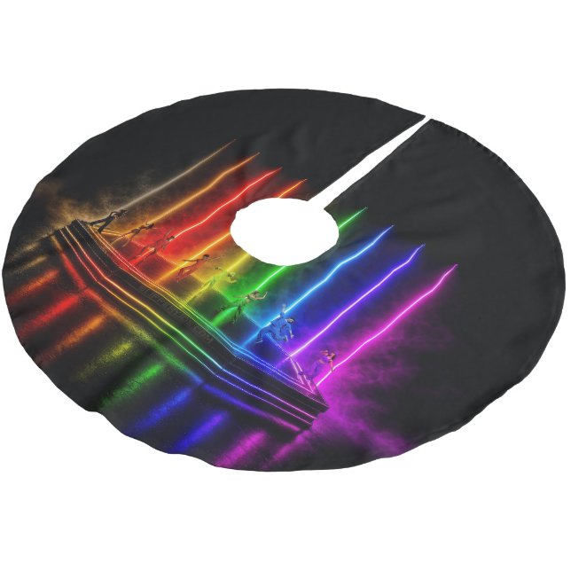 SlipperyJoe's Tanzperformance zum Pride-Jubiläum  Polyester Weihnachtsbaumdecke (Schrägansicht)