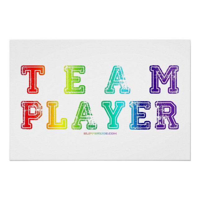 SlipperyJoe's Team Player-Wörter Farbverlauf Regen Poster (Vorderseite)