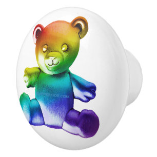 SlipperyJoe's Teddybär aus gebürstetem Metall, san Keramikknauf