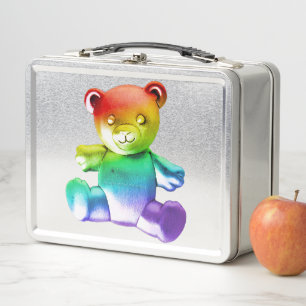 SlipperyJoe's Teddybär aus gebürstetem Metall, san Metall Brotdose