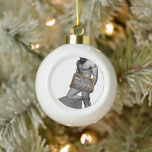 SlipperyJoe's Thanksgiving-Tradition muskulöser Ma Keramik Kugel-Ornament