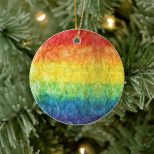 SlipperyJoe's tie-dyed Flagge Regenbogen in etwas  Keramik Ornament