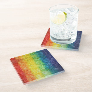 SlipperyJoe's tie-gefärbte Flagge Regenbogen in et Glasuntersetzer