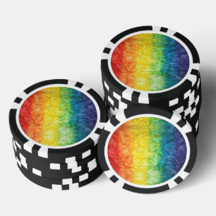 SlipperyJoe's tie-gefärbte Flagge Regenbogen in et Pokerchips