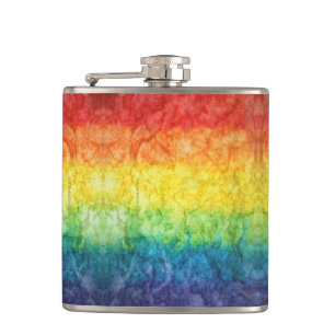 SlipperyJoes tie-gefärbte Regenbogenflagge in etwa Flachmann