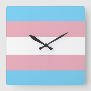 SlipperyJoe's Transgender-Stolzflagge Sichtbarkeit Quadratische Wanduhr