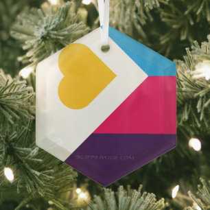 SlipperyJoe's Tricolor Polyamory Pride Flag LGBTQI Ornament Aus Glas
