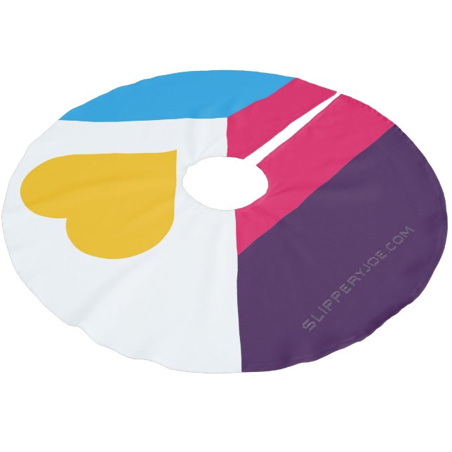 SlipperyJoe's Tricolor Polyamory Pride Flag LGBTQI Polyester Weihnachtsbaumdecke (Schrägansicht)