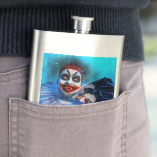 SlipperyJoe's unheimliche Halloween-Clown-Figur ve Flachmann