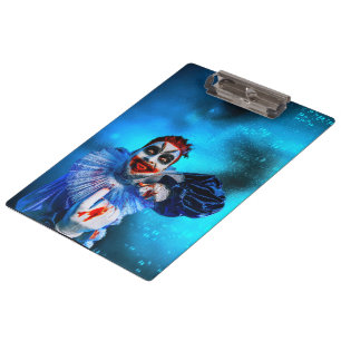 SlipperyJoe's unheimliche Halloween-Clown-Figur ve Klemmbrett