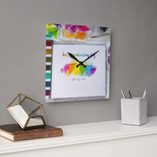 SlipperyJoe's Valentinstag Stimmung LGBTQ+ schwul Quadratische Wanduhr