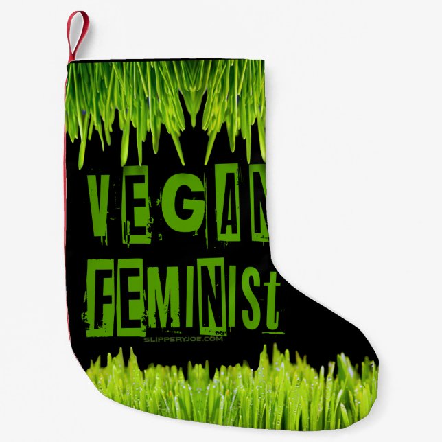 SlipperyJoe's Veganer feministischer Gräser-Wortbl Kleiner Weihnachtsstrumpf (Vorderseite)