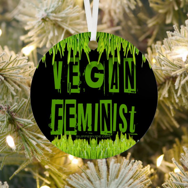 SlipperyJoe's Veganer feministischer Gräser-Wortbl Ornament Aus Metall (InSitu)