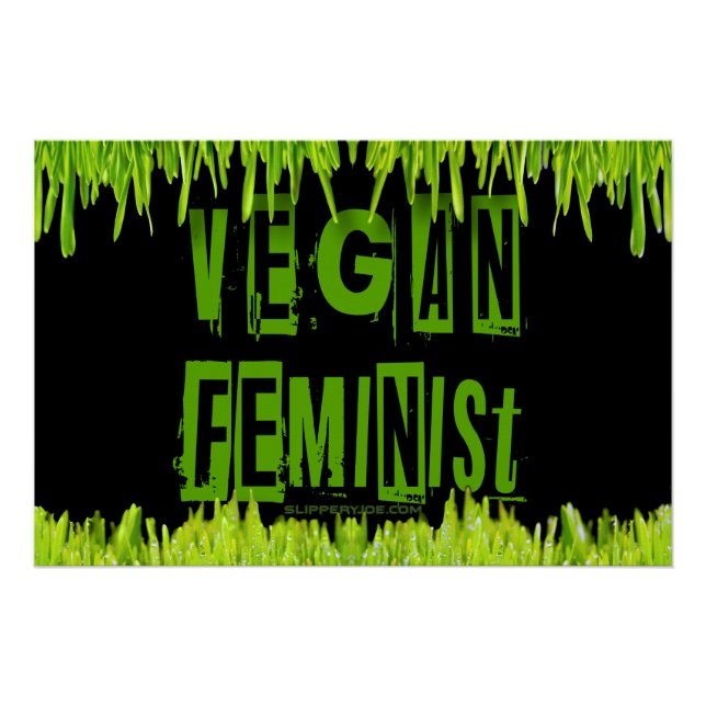SlipperyJoe's Veganer feministischer Gräser-Wortbl Poster (Vorderseite)