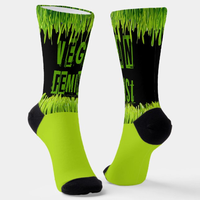 SlipperyJoe's Veganer feministischer Gräser-Wortbl Socken (Gewinkelt)