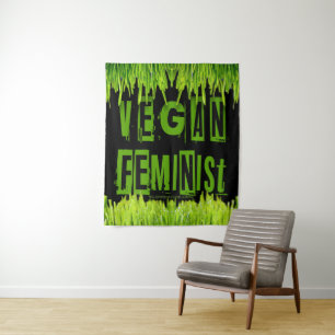 SlipperyJoe's Veganer feministischer Gräser-Wortbl Wandteppich