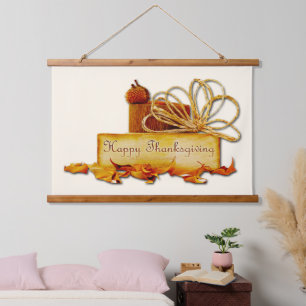 SlipperyJoe's warme festliche Thanksgiving-Stimmun Wandteppich Mit Holzrahmen
