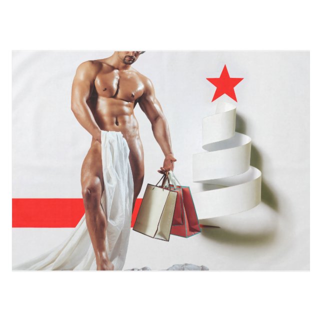 SlipperyJoe's Weihnachts-Shopping-White Paper Spir Tischdecke (Vorderseite (Horizontal))