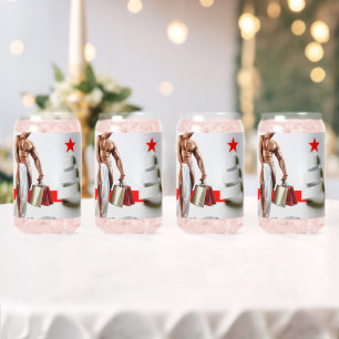 SlipperyJoe's Weihnachtseinkauf weißes Papier Spir Dosenglas