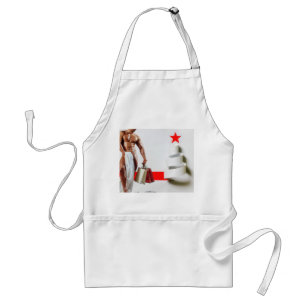 SlipperyJoe's Weihnachtseinkauf weißes Papier Spir Schürze