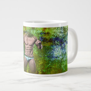 SlipperyJoe's weißer muskulöser sexy Mann Speedo s Jumbo-Tasse