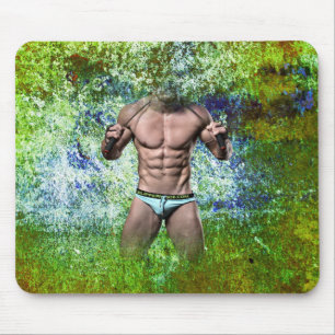 SlipperyJoe's weißer muskulöser sexy Mann Speedo s Mousepad