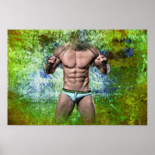SlipperyJoe's weißer muskulöser sexy Mann Speedo s Poster