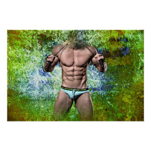 SlipperyJoe's weißer muskulöser sexy Mann Speedo s Poster