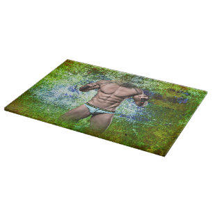 SlipperyJoe's weißer muskulöser sexy Mann Speedo s Schneidebrett